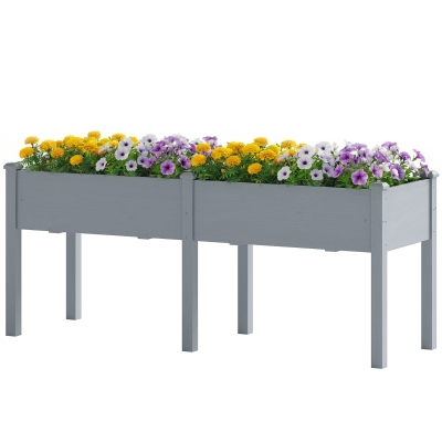 Outsunny Wooden Raised Garden Bed with Legs, 72" x 23" x 30" Elevated Outdoor Planter Box with 6 Drainage Holes