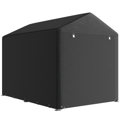 Outsunny Portable Bicycle Shed with Galvanised Steel Frame and Large Door, Waterproof Outdoor Shed for Garden Tools, Black