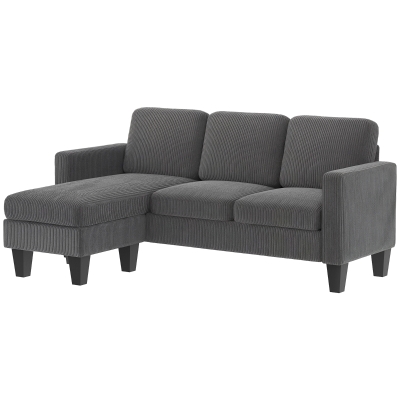 HOMCOM L-Shaped Sectional Sofa with Reversible Chaise, Dark Gray