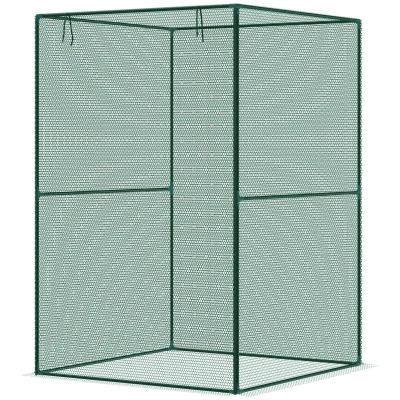 Outsunny 4' x 4' Walk-in Greenhouse, Garden Planting Warm House With Roll-Up Zipper Door for Seedlings Herbs Flowers, Dark Green