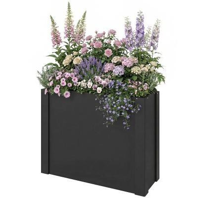 Outsunny Raised Garden Bed Galvanized Planter Box, 2.6 x 1 x 2 ft, Black