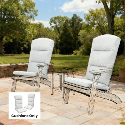Outsunny Patio Chair Cushion for Adirondack Chairs Replacement Cushion with Back and Ties, Light Grey