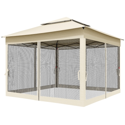 Pop Up Canopy 128" L x 128" W x 106.25" H Beige