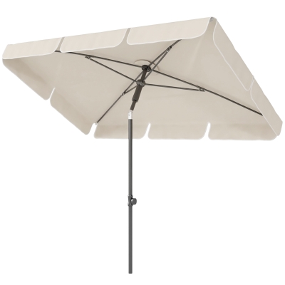 Outsunny 6' x 4' Patio Umbrella with Tilt, Rectangular Outdoor Umbrella for Garden, Beige