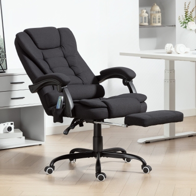 Vinsetto 7-Point Vibrating Massage Chair, Reclining Office Chair with Footrest, Reclining Back, Adjustable Height, Black