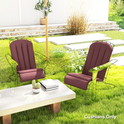 Outsunny Set of 2 Patio Chair Cushions, High Back Adirondack Chair Cushion with Ties, High-Density Foam, Wine Red