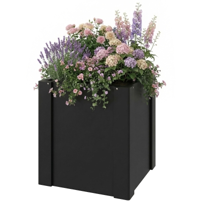 Outsunny Raised Garden Bed Galvanized Planter Box, 1.4 ft, Black