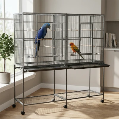 PawHut 65" Rolling Bird Cage with Storage Shelf