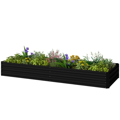 Outsunny 95"x36" Galvanized Raised Garden Bed, Black