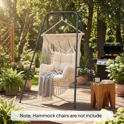 Outsunny Hammock Chair Stand with Anti-Slip Pads, Indoor/Outdoor, Black
