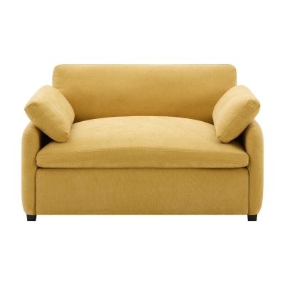 Modern Single Chenille Sofa with Extra-Wide 42.5-Inch Seat, Comfortable Armchair for Bedroom and Living Room, 50" L x 43" W x 34" H, Yellow