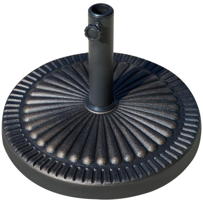 Outsunny Round Umbrella Base Φ19.1", 31.5 lbs Resin Stand with Decorative Design for Poles 1.5"/1.9", Bronze