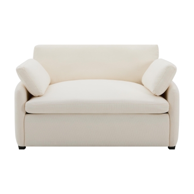Modern Single Chenille Sofa with Extra-Wide 42.5-Inch Seat, Comfortable Armchair for Bedroom and Living Room, 50" L x 43" W x 34" H, White