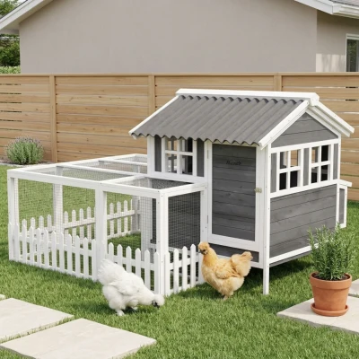Chicken Coop 67.75"L x 58.75"W x 42.25"H Dark Gray