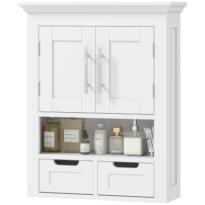 kleankin Bathroom Wall Cabinet, Medicine Cabinet, Toilet Storage Cabinet with Shelf for Living Room and Entryway, White