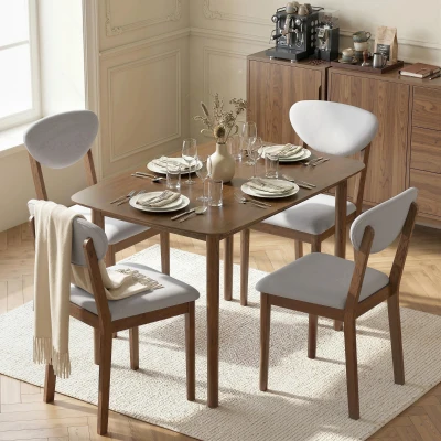 HOMCOM 5-Piece Dining Table Set, Modern Kitchen Table & Chairs, Gray