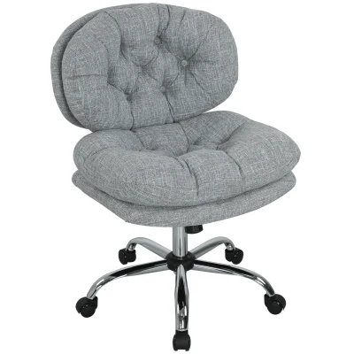 HOMCOM Computer Desk Chair, Armless Office Chair with Wide Padded Seat and Adjustable Height, Tilt Function, Grey