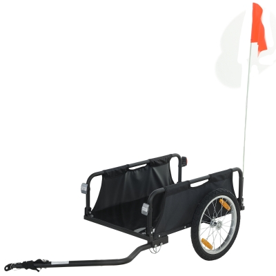 Soozier Bike Cargo Trailer with 16" Wheels & Red Flag, Black