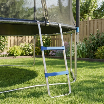 Soozier Trampoline Ladder, 2-Steps with Horizontal Wide Steps, Universal Hook, Galvanized Steel Frame, 330LBS Load Capacity