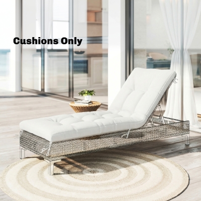 Outsunny Patio Lounge Chair Cushion, UV50+ Chaise Lounge Chair Cushion with Securing Straps for Patio, 78 x 25.6 inch, Cream White