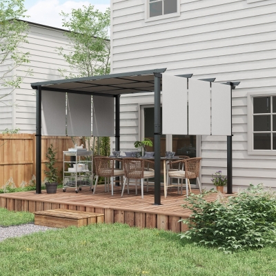 Outsunny 10' x 12' Metal Pergola, Outdoor Pergola with Retractable Canopy, for Garden, Patio, Backyard, Deck