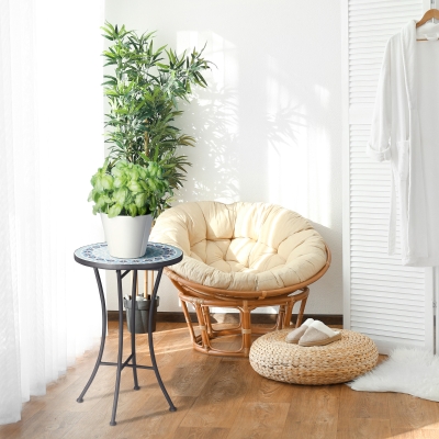 Outsunny Mosaic Patio Table, Round Coffee Table with Metal Frame, Garden Furniture for Outdoor, Poolside, Blue