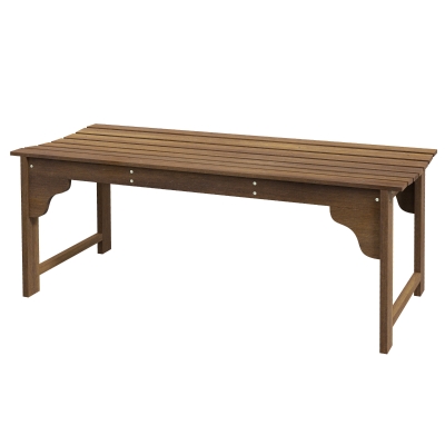 Outsunny Wooden Garden Bench, Patio Double Park Bench with Slatted Seat, Front Porch Backless Bench, Teak
