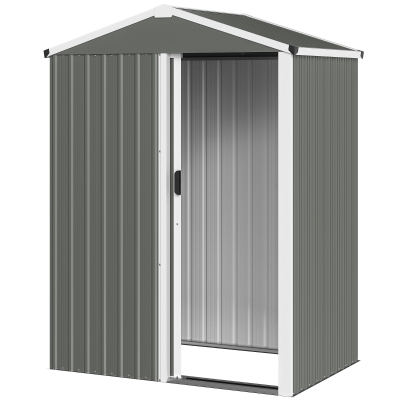 Outsunny 4.5 x 3ft Outdoor Storage Shed, Waterproof Metal Garden Shed with Lockable Door for Backyard, Patio, Lawn, Light Grey