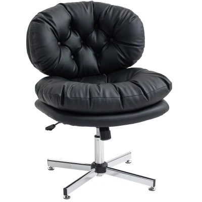 HOMCOM Computer Desk Chair, Armless Office Chair with Wide Padded Seat and Adjustable Height, Black