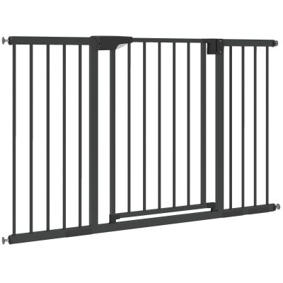 PawHut Baby Gate, Pet Safety Gate Pressure Fit, 30"-51" Wide with Two-Way Open, Auto-Close for Stair, Doorways, Hallways, Black