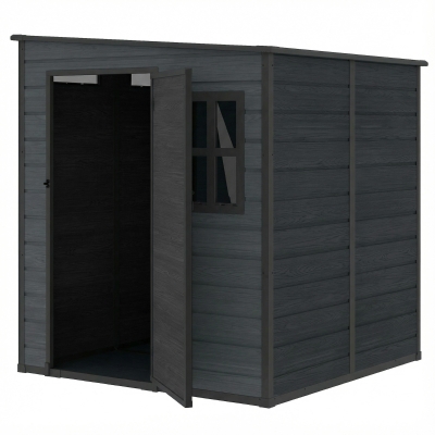 Outsunny Outdoor Storage Shed with Lockable Door, Garden Shed with Vents and Windows for Backyard, Dark Grey