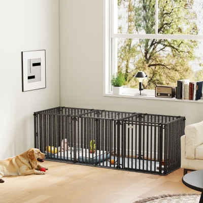 PawHut 83 Inch Heavy Duty Dog Crate, Extra Large Metal Dog Cage Kennel with Mat for Large Breeds, Modular Puppy Playpen