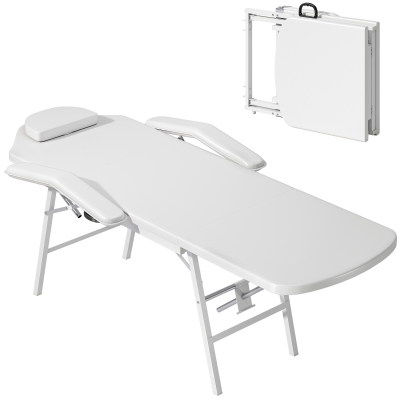 HOMCOM Portable Massage Table, Foldable Massage Bed, White