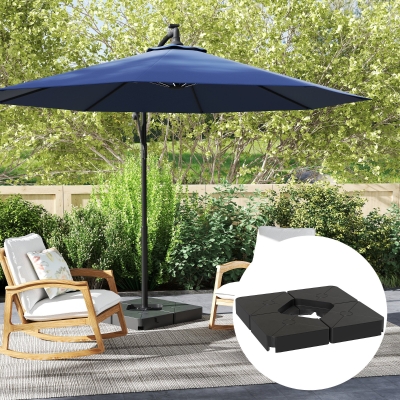 Outsunny Umbrella Weights for Cantilever Parasols, Set of 4 Heavy Duty Parasol Base Weights, Black