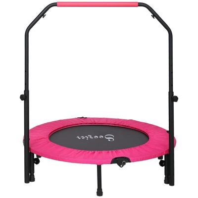 Soozier 40" Foldable Mini Fitness Trampoline, with Adjustable Foam Handle, Pink
