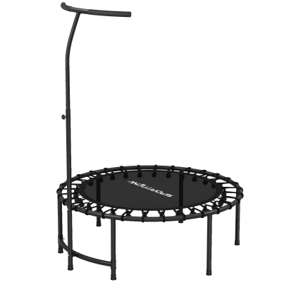 Soozier 40" Foldable Rebounder Trampoline ,Mini Trampoline Indoor with Adjustable Handle, Quiet and Safe Bungee Rebounder,Black