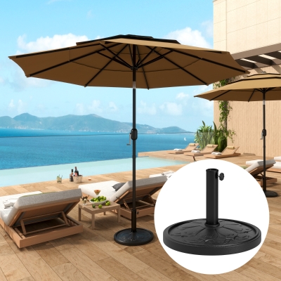 Outsunny 26 lbs Resin Round Patio Umbrella Base, Umbrella Stand Base, Outdoor Umbrella Stand for Outdoor, Lawn, Poolside