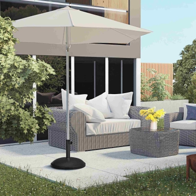 Outsunny 55 lbs Cement Round Umbrella Base Holder 20" Heavy Duty Parasol Stand for Patio, Outdoor, Backyard, Black