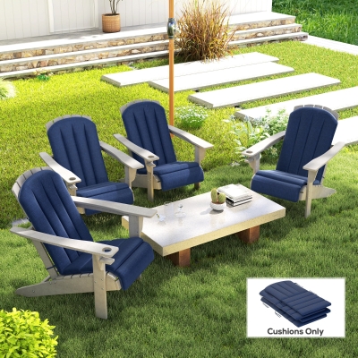 Outsunny Set of 4 Patio Chair Cushions, High Back Adirondack Chair Cushion with Ties, High-Density Foam, Navy Blue