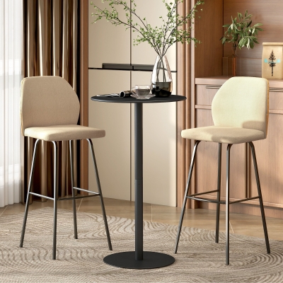 HOMCOM Round Bar Table for 2, Modern Pub Table with Steel Frame, Easy Assembly for Small Space Home Bar Cocktail Bistro, Black