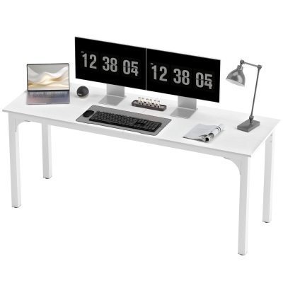 HOMCOM 71" Computer Desk, Desktop Desk with Metal Legs, White
