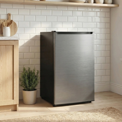 HOMCOM 2.1 Cu. Ft. Mini Freezer, Compact Upright Freezer with Reversible Door, Removable Shelf, Adjustable Temperature, Silver