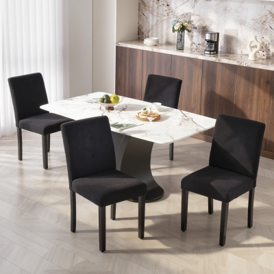 HOMCOM Modern Dining Chairs Set of 4, Kitchen Chairs with Rubberwood Legs and Padded Seat, Black