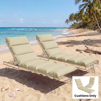 Outsunny Outdoor Lounge Chair Cushion with Zipper Reversible Chaise Lounge Cushion for Patio Indoor/Outdoor Beige