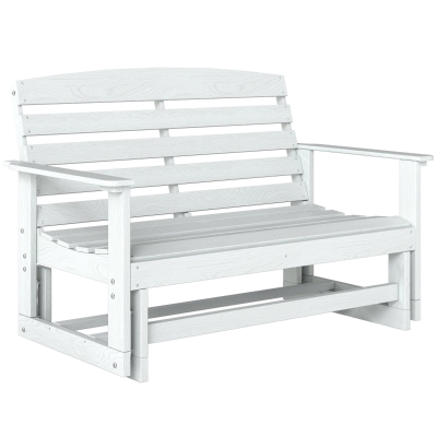 Outsunny Patio Glider Bench, HDPE Double Rocking Chair, White