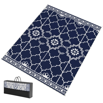 Outsunny 10' x 8' Outdoor Reversible Rug with LED Lights & Carry Bag