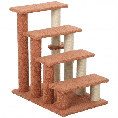 PawHut 4-Level Cat Steps with Scratching Posts, Brown