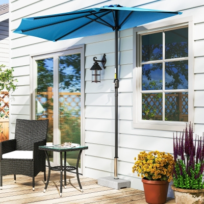 Outsunny 55 lbs Half Granite Parasol Base, Outdoor Umbrella Stand Weight for 1.3", 1.5", 1.9" Umbrella Poles, Grey