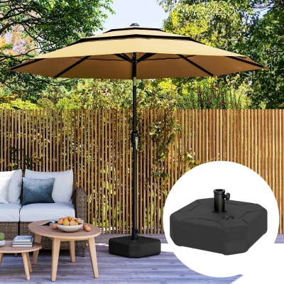 Outsunny Square Patio Umbrella Base Holder, Outdoor Umbrella Stand, 17.7" L x 17.7" W x 9.8" H Black