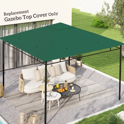 Outsunny 10' x 10' Square Gazebo Canopy Replacement UV Protected Top Cover Sun Shade Green